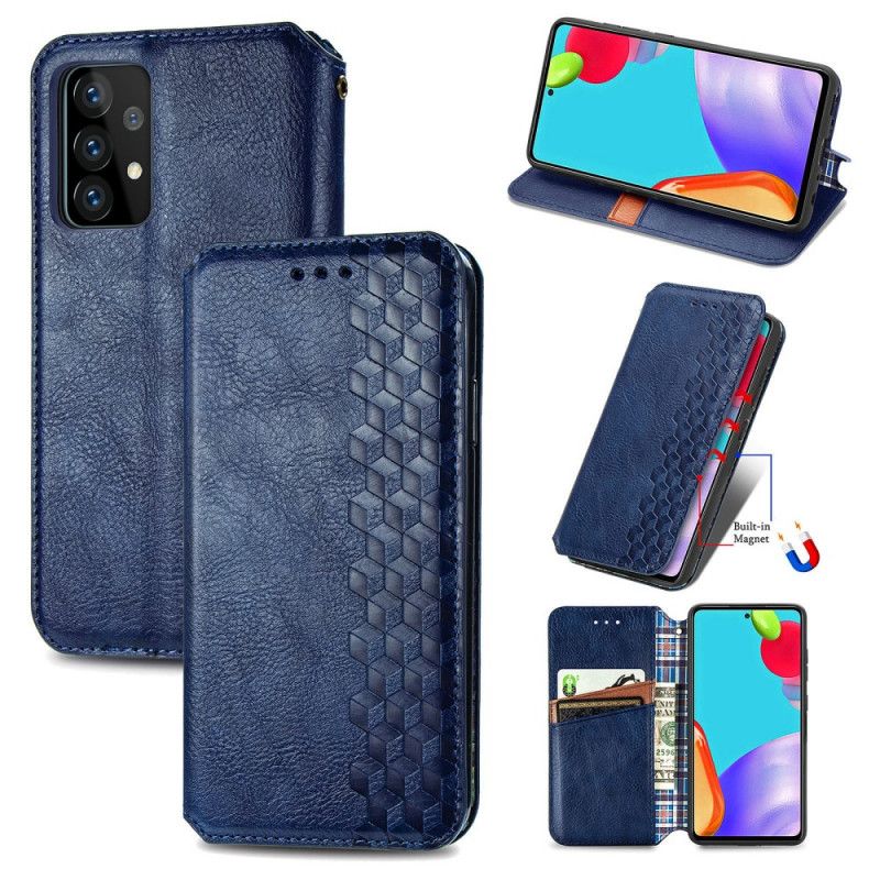 Folio-fodral Samsung Galaxy A52 4G / A52 5G Svart Mobilskal Lädereffekt Med Diamantstruktur