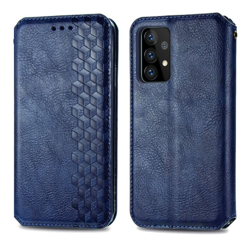 Folio-fodral Samsung Galaxy A52 4G / A52 5G Svart Mobilskal Lädereffekt Med Diamantstruktur