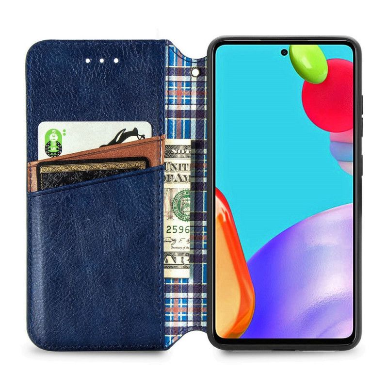 Folio-fodral Samsung Galaxy A52 4G / A52 5G Svart Mobilskal Lädereffekt Med Diamantstruktur