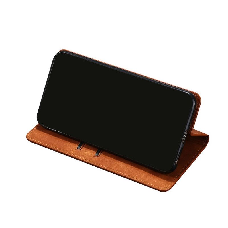 Folio-fodral Samsung Galaxy A52 4G / A52 5G Svart Silkeslen Touch Lädereffekt