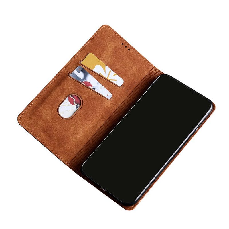 Folio-fodral Samsung Galaxy A52 4G / A52 5G Svart Silkeslen Touch Lädereffekt