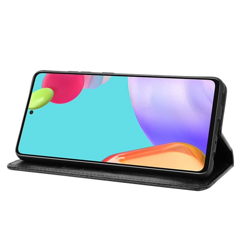 Folio-fodral Samsung Galaxy A52 4G / A52 5G Svart Stiliserad Vintage Lädereffekt