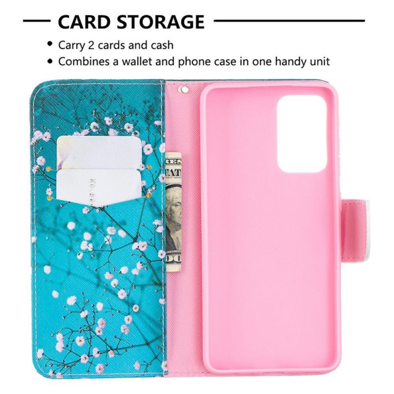 Läderfodral Samsung Galaxy A52 4G / A52 5G Mobilskal Blommande Träd