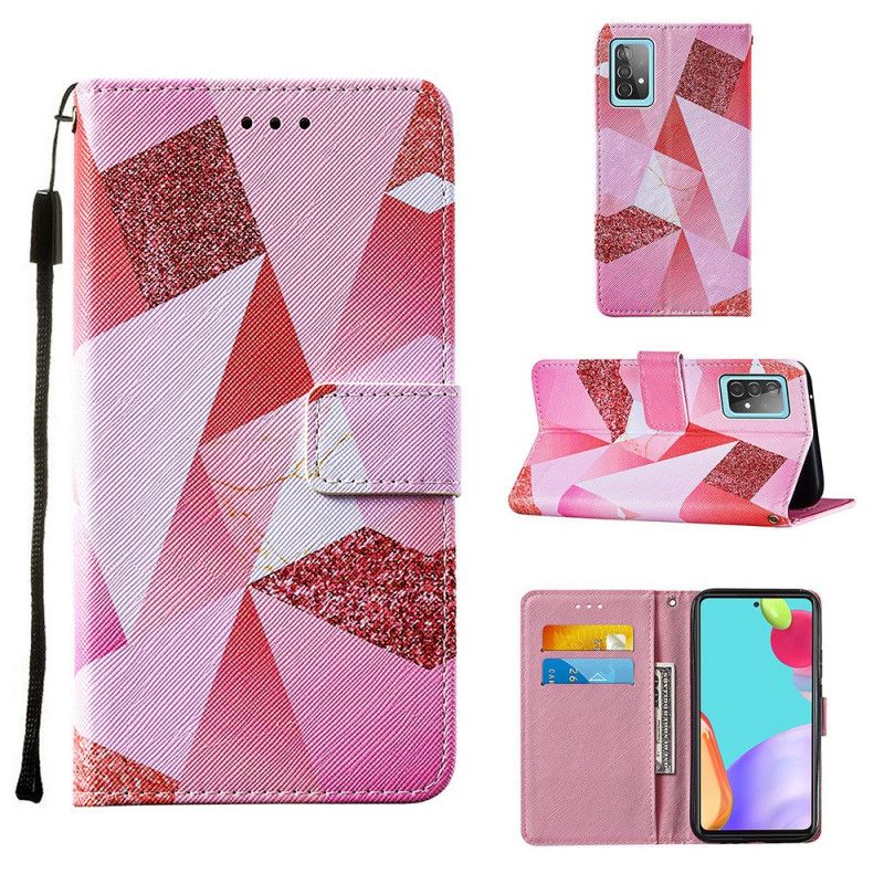 Läderfodral Samsung Galaxy A52 4G / A52 5G Mobilskal Rosa Grafik