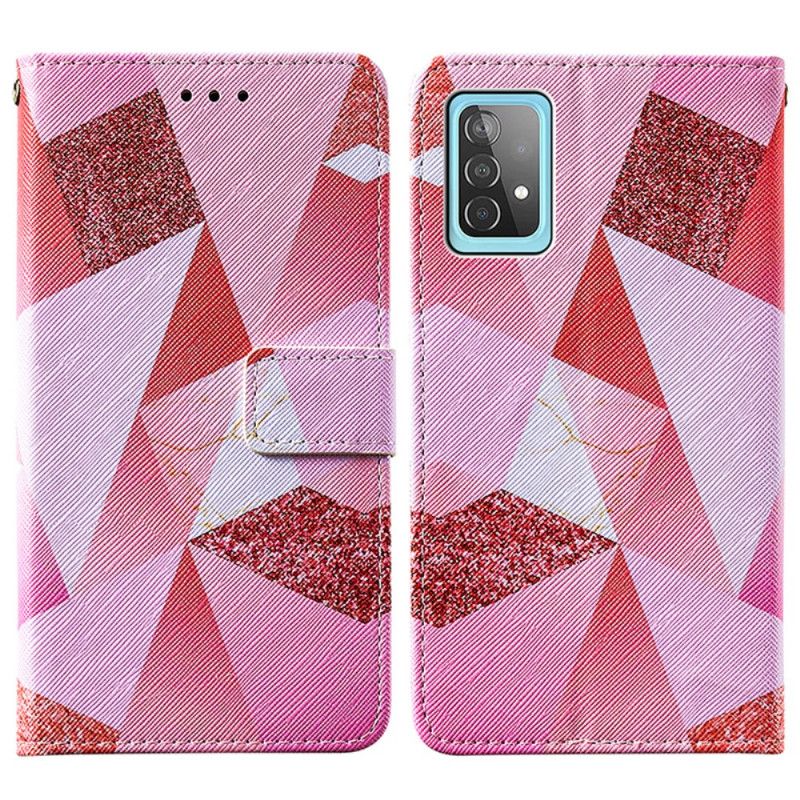 Läderfodral Samsung Galaxy A52 4G / A52 5G Mobilskal Rosa Grafik