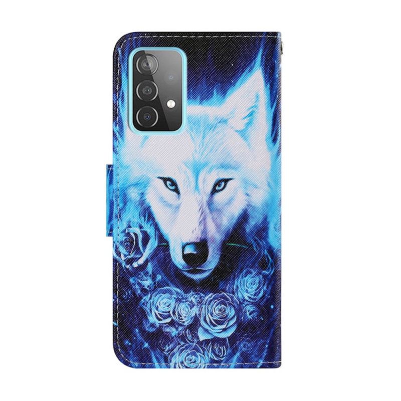 Läderfodral Samsung Galaxy A52 4G / A52 5G Mobilskal Vit Varg