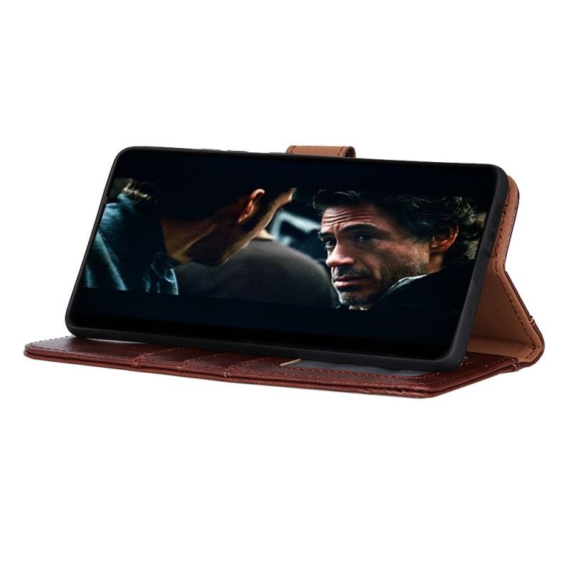 Läderfodral Samsung Galaxy A52 4G / A52 5G Svart Mobilskal Delad Glänsande Läderstil