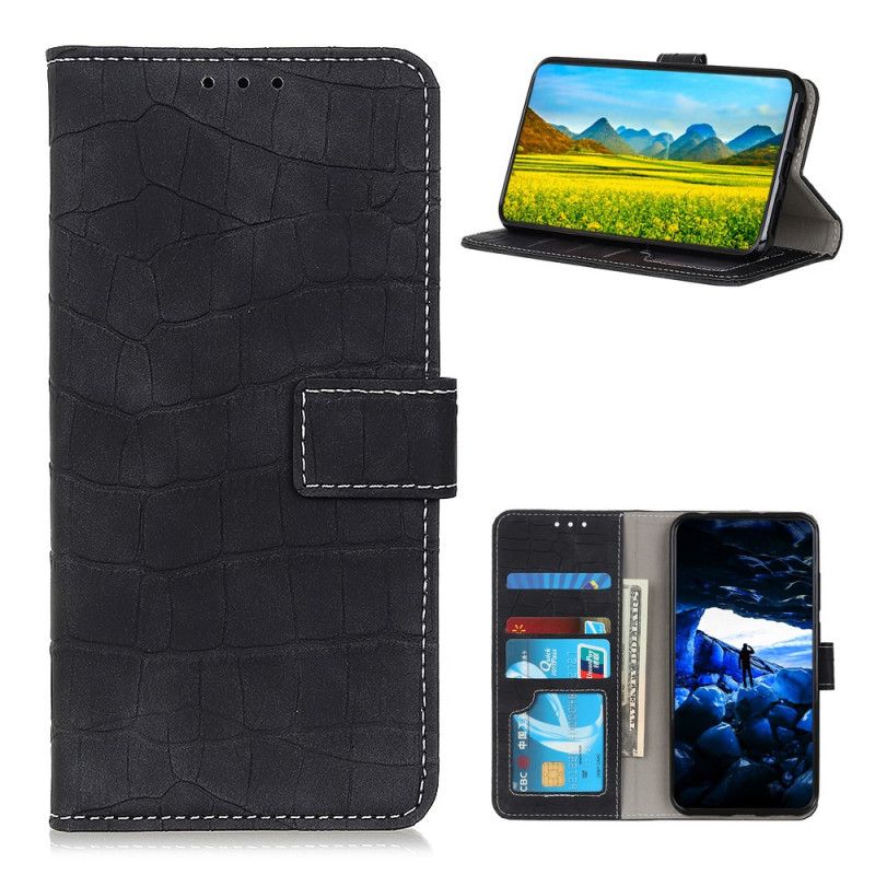 Läderfodral Samsung Galaxy A52 4G / A52 5G Svart Mobilskal Krokodilkraft