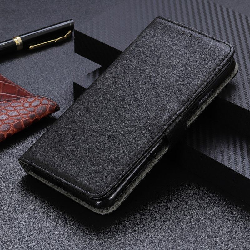 Läderfodral Samsung Galaxy A52 4G / A52 5G Svart Traditionellt Litchi