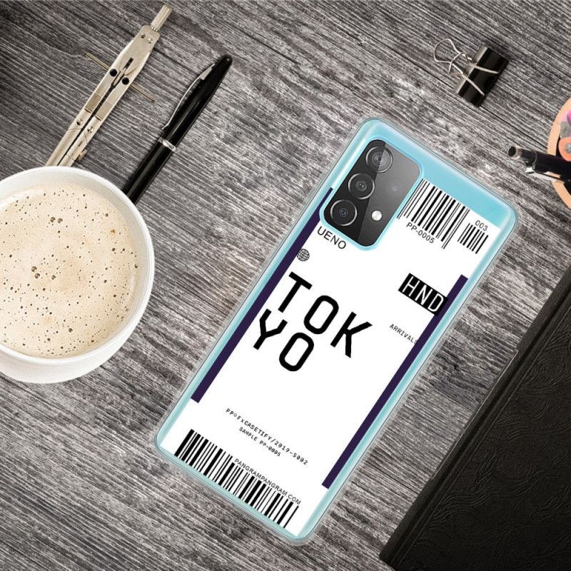 Skal för Samsung Galaxy A52 4G / A52 5G Svart Boarding Pass Tokyo