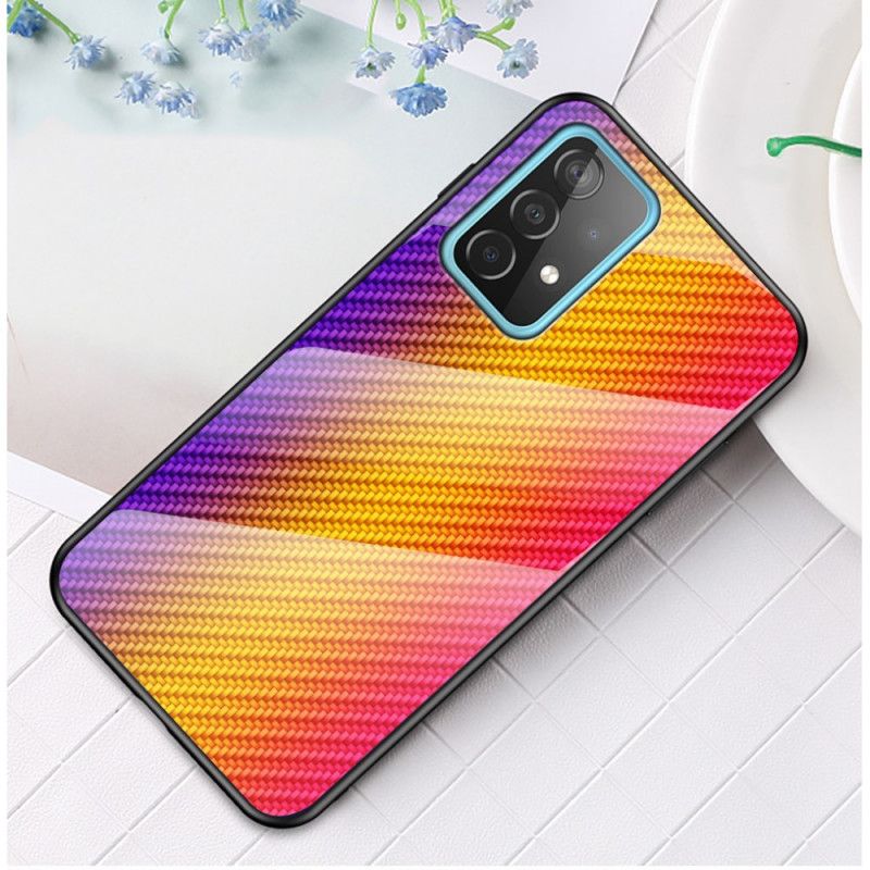 Skal för Samsung Galaxy A52 4G / A52 5G Svart Kolfiberhärdat Glas