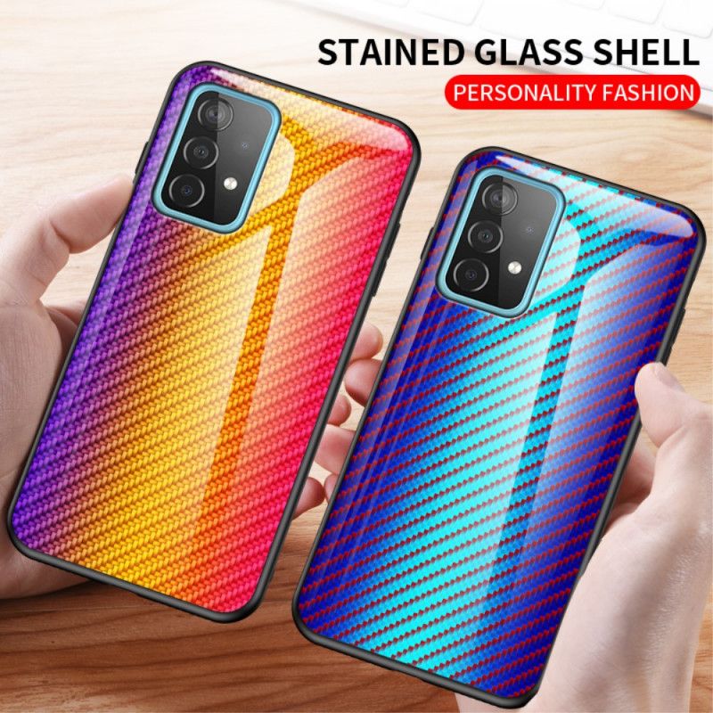 Skal för Samsung Galaxy A52 4G / A52 5G Svart Kolfiberhärdat Glas