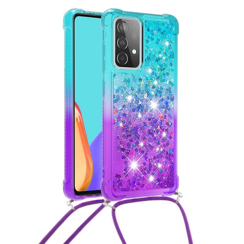 Skal Samsung Galaxy A52 4G / A52 5G Magenta Silikonglitter Och Sladd