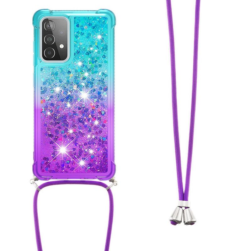 Skal Samsung Galaxy A52 4G / A52 5G Magenta Silikonglitter Och Sladd