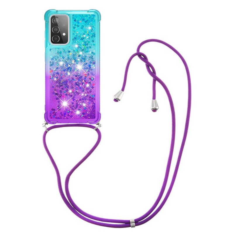 Skal Samsung Galaxy A52 4G / A52 5G Magenta Silikonglitter Och Sladd