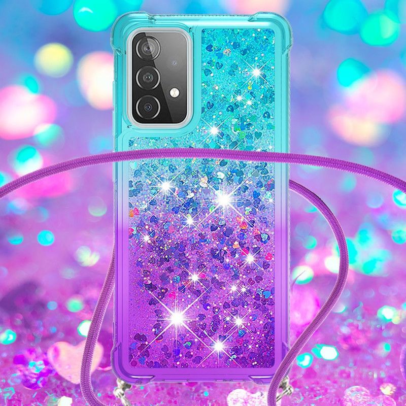 Skal Samsung Galaxy A52 4G / A52 5G Magenta Silikonglitter Och Sladd