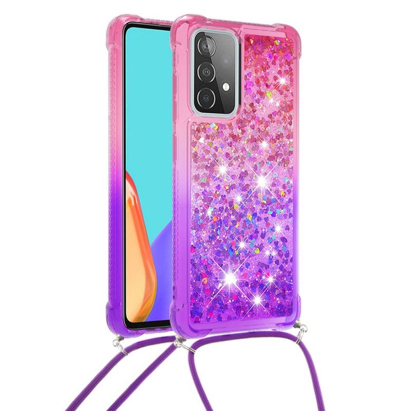 Skal Samsung Galaxy A52 4G / A52 5G Magenta Silikonglitter Och Sladd