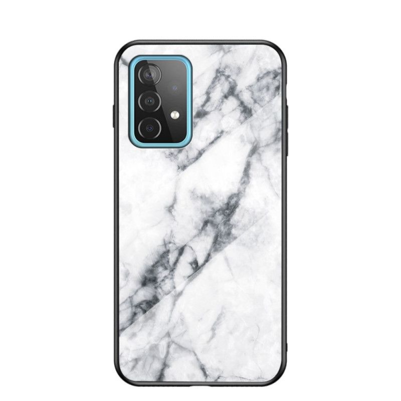 Skal Samsung Galaxy A52 4G / A52 5G Svart Marmorfärger Härdat Glas