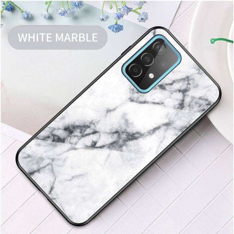 Skal Samsung Galaxy A52 4G / A52 5G Svart Marmorfärger Härdat Glas