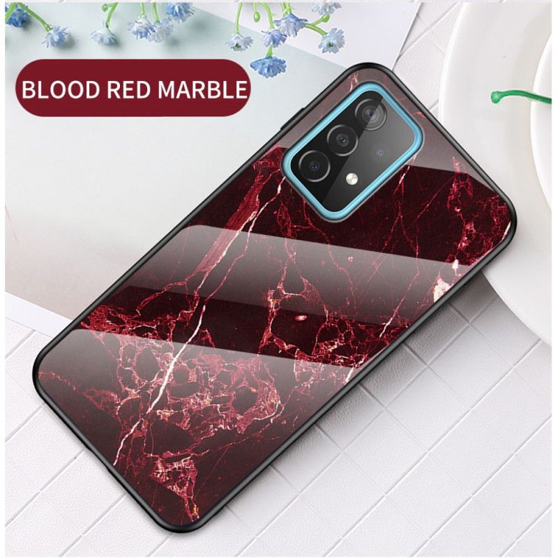 Skal Samsung Galaxy A52 4G / A52 5G Svart Marmorfärger Härdat Glas