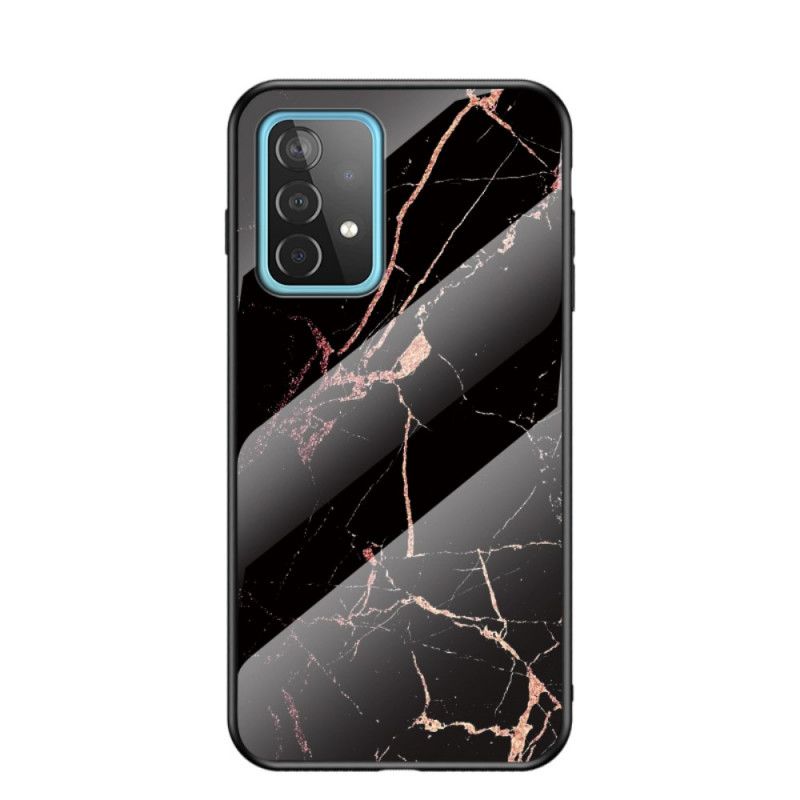 Skal Samsung Galaxy A52 4G / A52 5G Svart Marmorfärger Härdat Glas