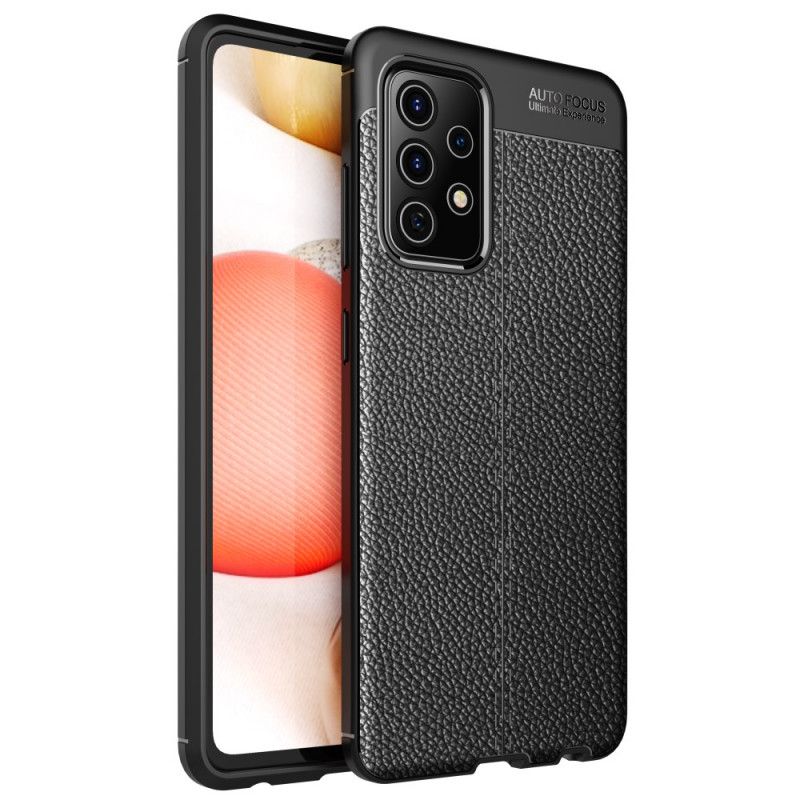 Skal Samsung Galaxy A52 4G / A52 5G Svart Mobilskal Lychéläder Med Dubbla Linjer