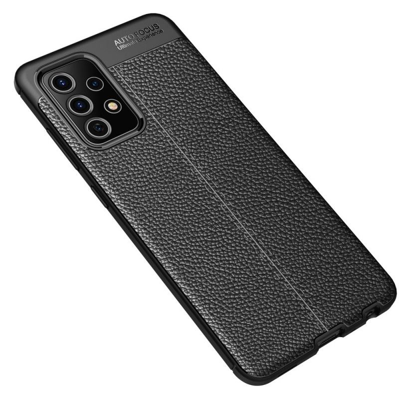 Skal Samsung Galaxy A52 4G / A52 5G Svart Mobilskal Lychéläder Med Dubbla Linjer