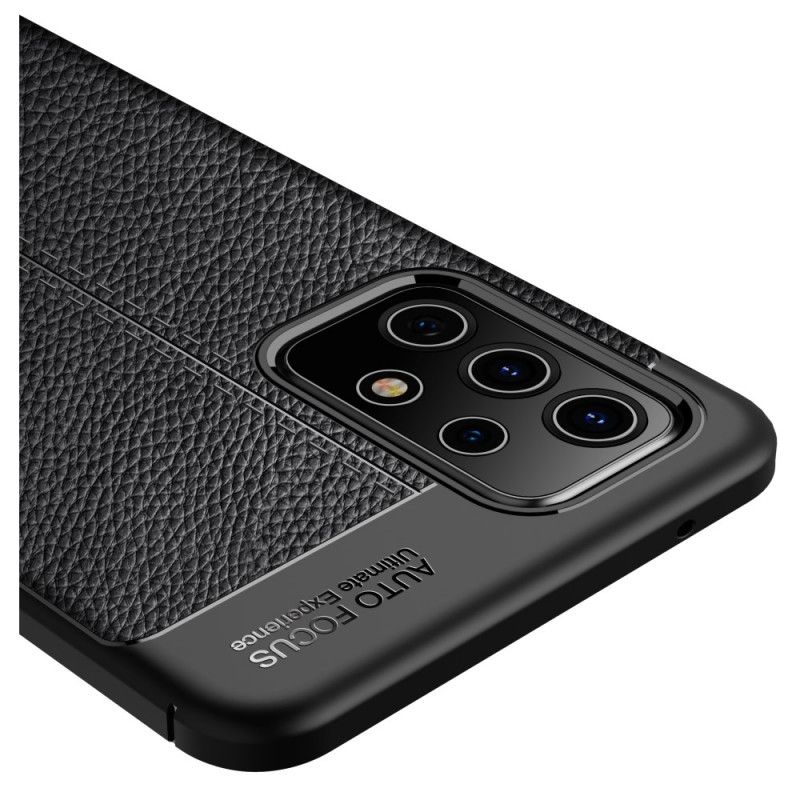 Skal Samsung Galaxy A52 4G / A52 5G Svart Mobilskal Lychéläder Med Dubbla Linjer