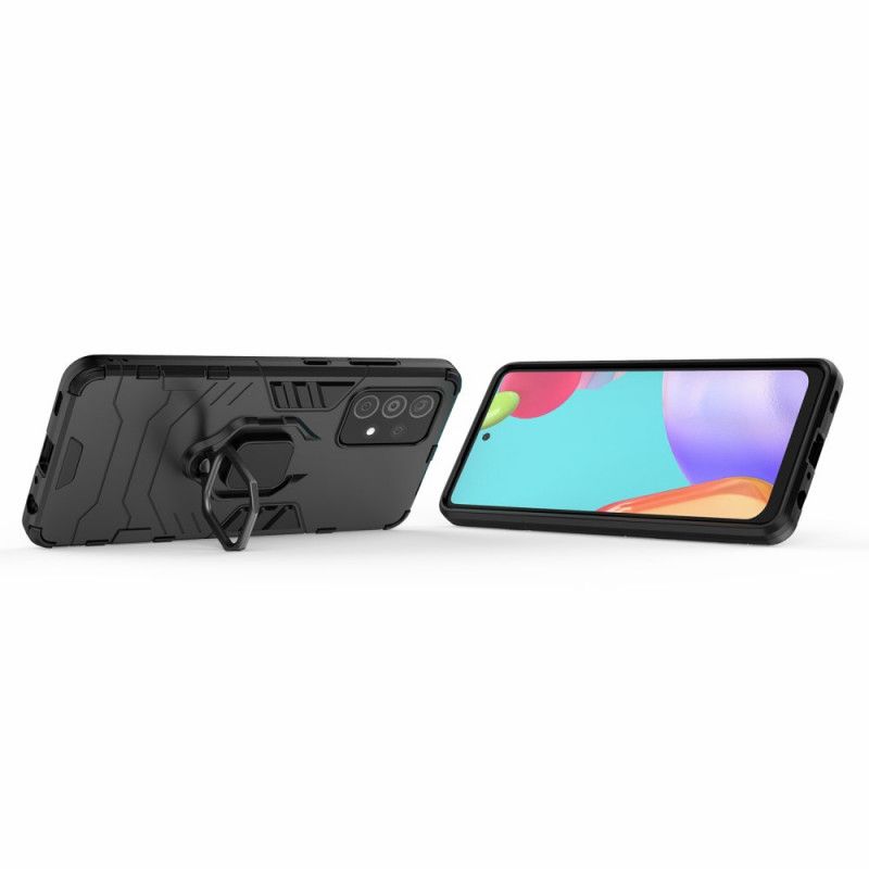Skal Samsung Galaxy A52 4G / A52 5G Svart Mobilskal Resistent Ring