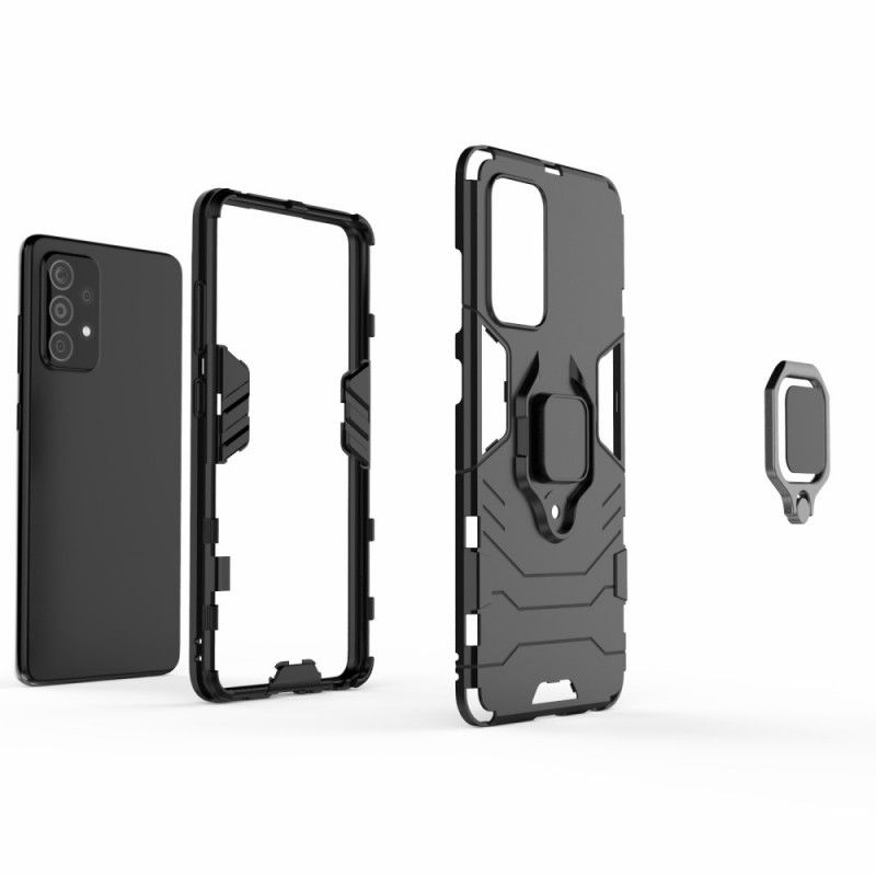 Skal Samsung Galaxy A52 4G / A52 5G Svart Mobilskal Resistent Ring