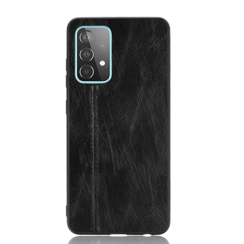 Skal Samsung Galaxy A52 4G / A52 5G Svart Sydd Lädereffekt