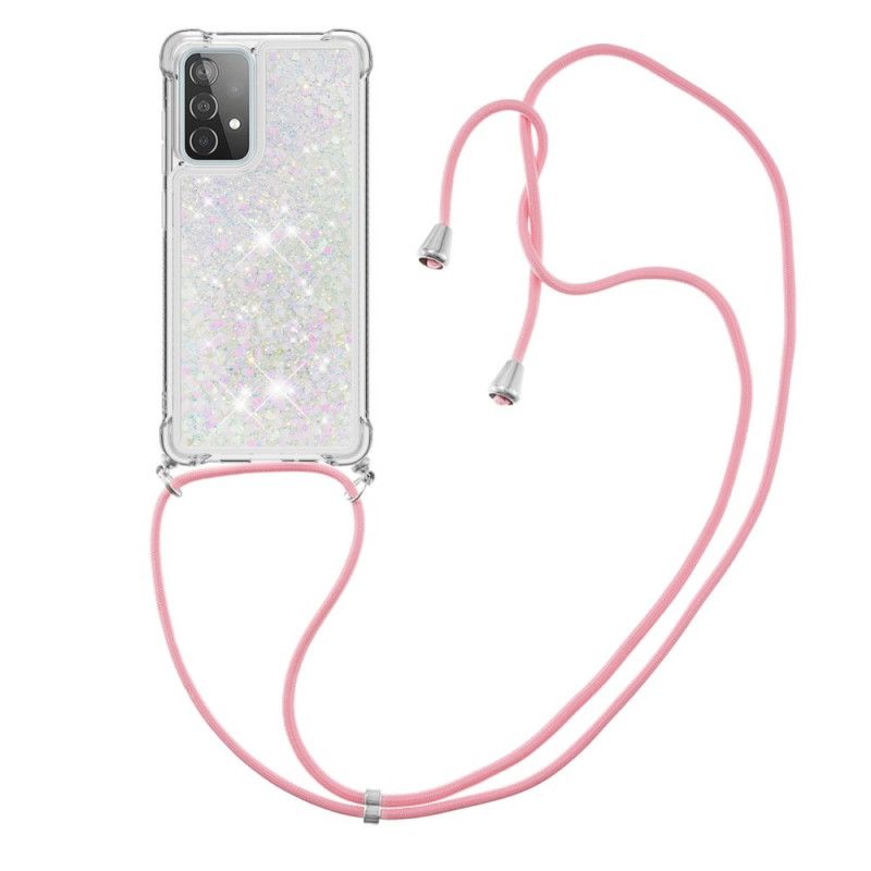 Skal Samsung Galaxy A52 4G / A52 5G Vit Paljetter Med Sladd