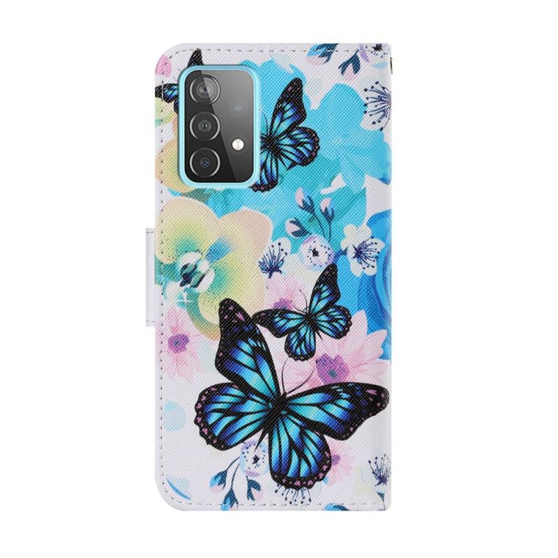 Skyddsfodral Samsung Galaxy A52 4G / A52 5G Gul Fjärilar Och Sommarblommor