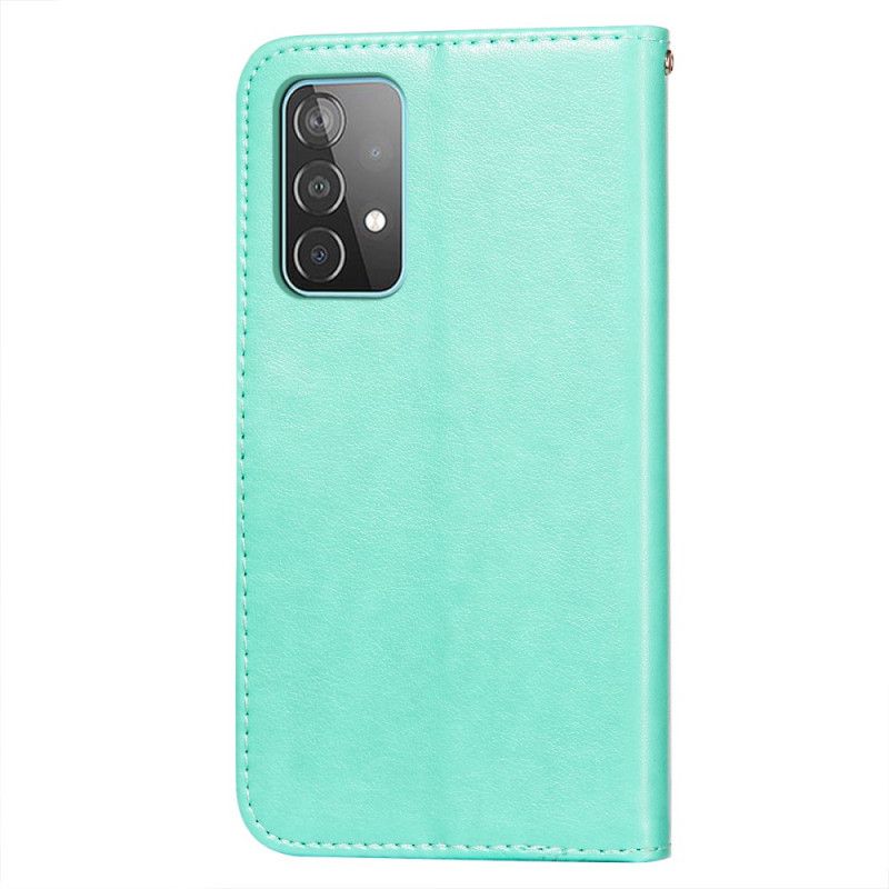 Skyddsfodral Samsung Galaxy A52 4G / A52 5G Röd Blomma Broderitryck