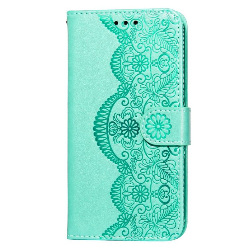 Skyddsfodral Samsung Galaxy A52 4G / A52 5G Röd Blomma Broderitryck