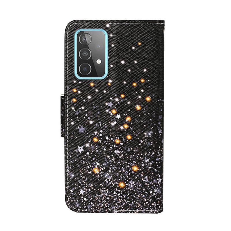 Skyddsfodral Samsung Galaxy A52 4G / A52 5G Stjärnor Och Paljetter Med Rem