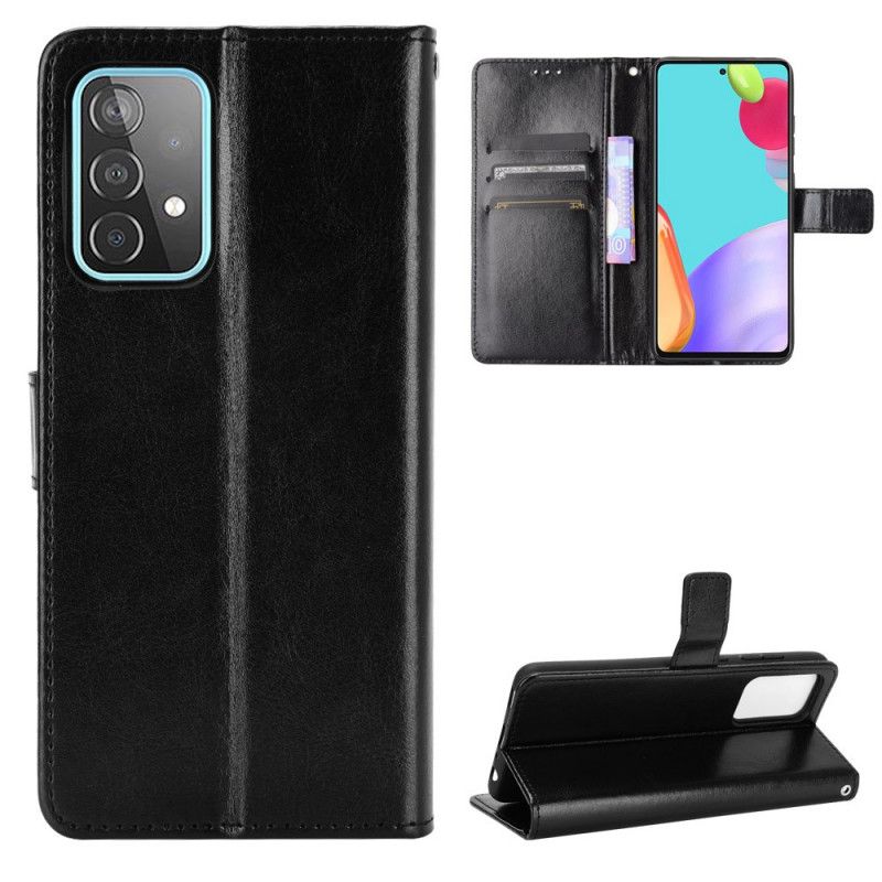 Skyddsfodral Samsung Galaxy A52 4G / A52 5G Svart Flashigt Konstläder