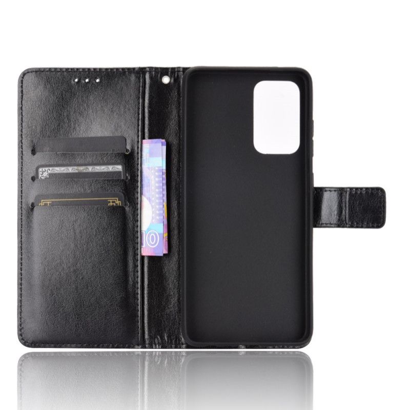 Skyddsfodral Samsung Galaxy A52 4G / A52 5G Svart Flashigt Konstläder