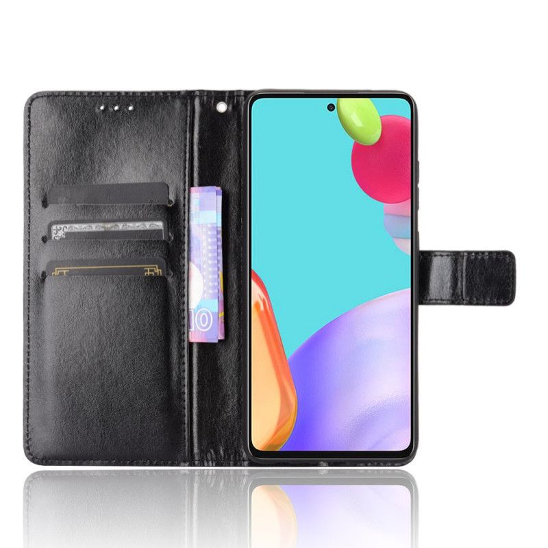 Skyddsfodral Samsung Galaxy A52 4G / A52 5G Svart Flashigt Konstläder