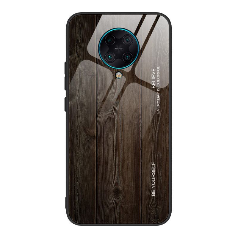 Skal Xiaomi Poco F2 Pro Svart Mobilskal Trädesign Härdat Glas