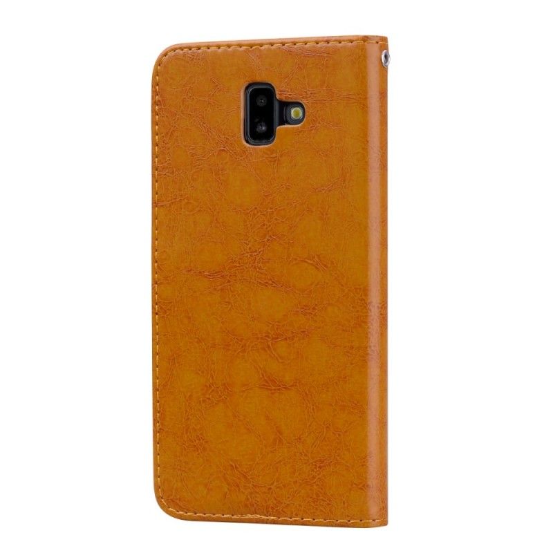 Fodral Samsung Galaxy J6 Plus Svart Vintage Lädereffekt Med Rem