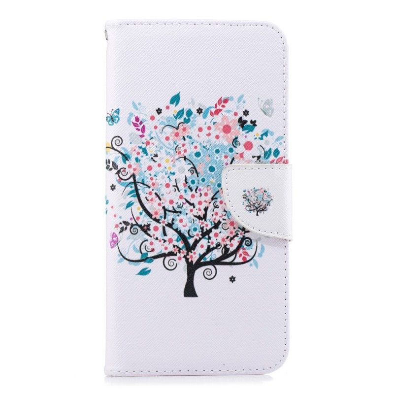 Läderfodral Samsung Galaxy J6 Plus Mobilskal Blommigt Träd