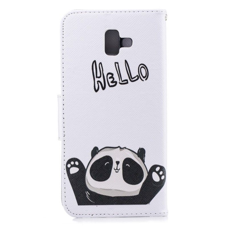 Läderfodral Samsung Galaxy J6 Plus Mobilskal Hej Panda