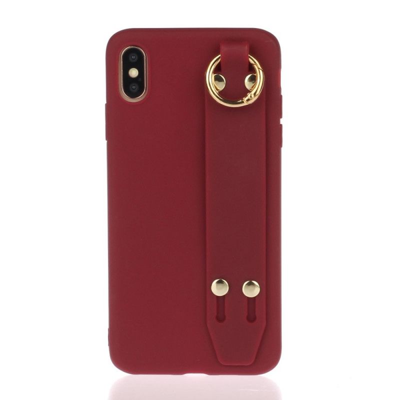 Skal iPhone XS Max Grå Silikon Med Stödrem