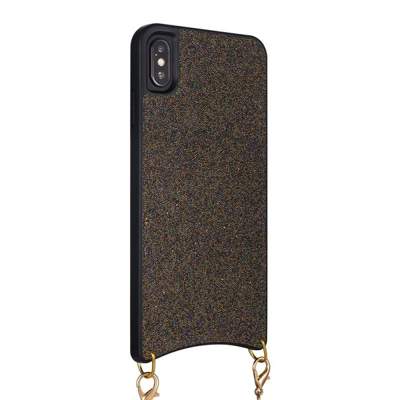 Skal iPhone XS Max Svart Paljetter Med Kedja