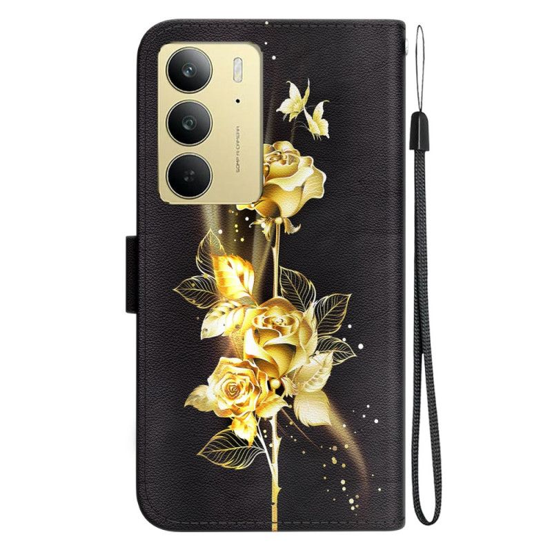 Fodral Realme C75 Guld- Och Rosa Fjärilar