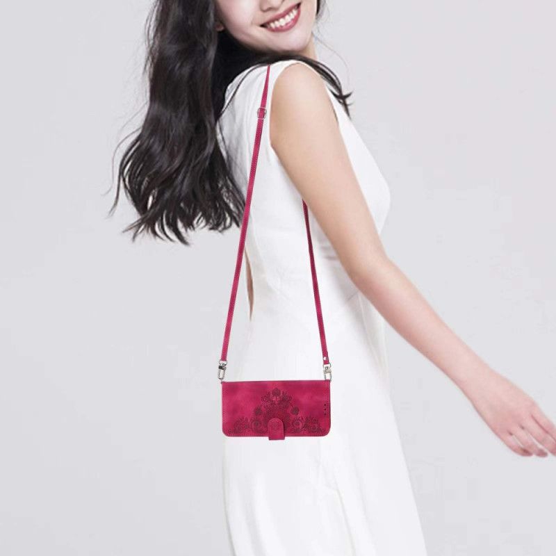 Fodral Realme C75 Mockaspetseffekt Med Rem Och Axelrem