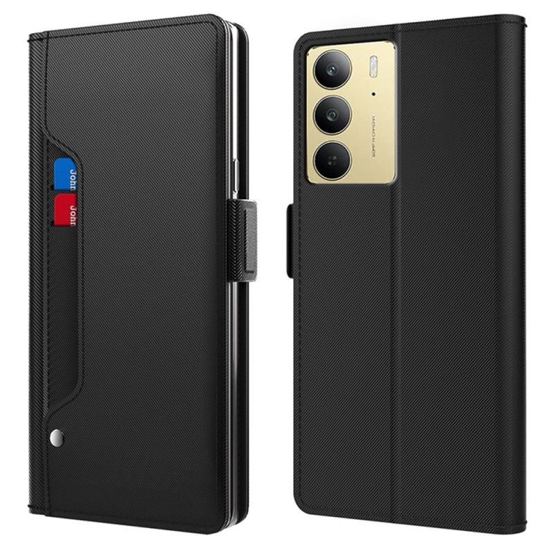 Läderfodral Realme C75 Telefonfodral Spegel Och Avtagbar Korthållare