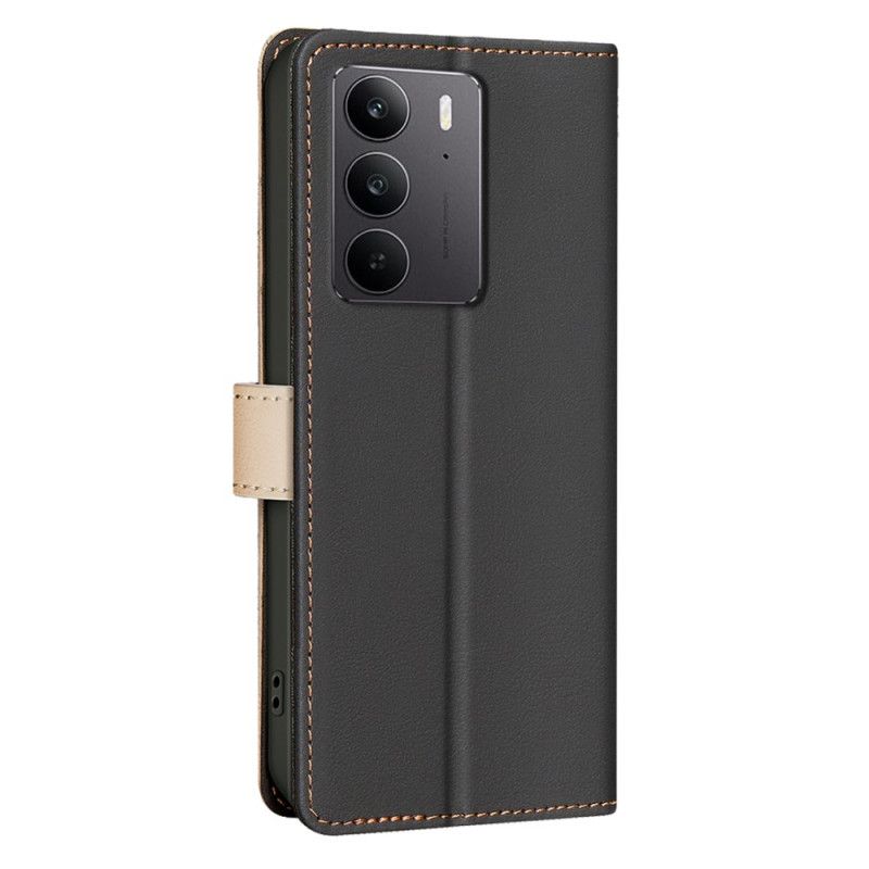 Läderfodral Realme C75 Telefonfodral Tvåfärgad Binfen-färg