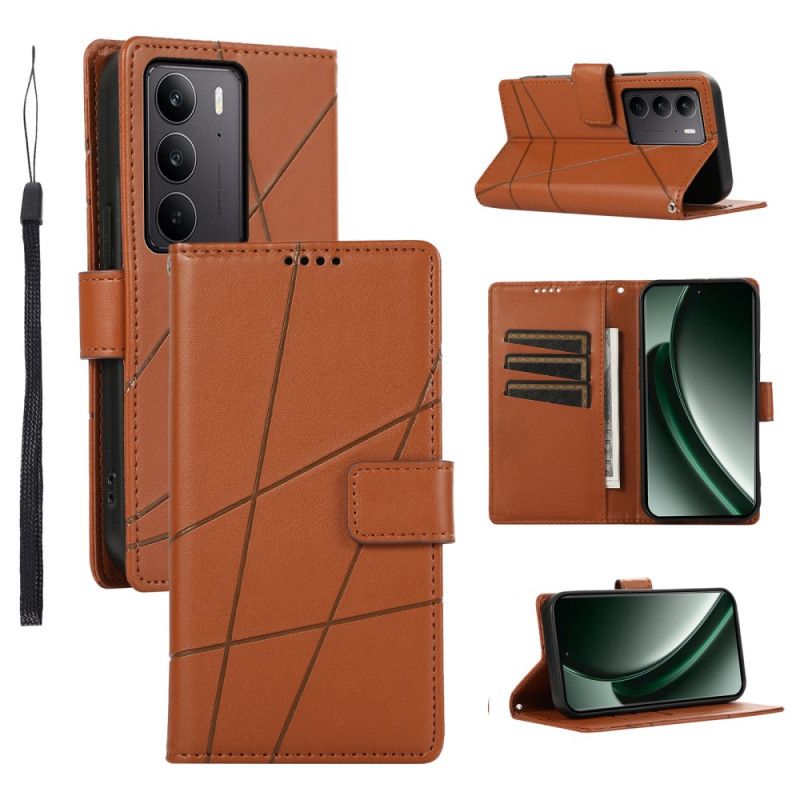 Läderskal Fodral Realme C75 Linjer